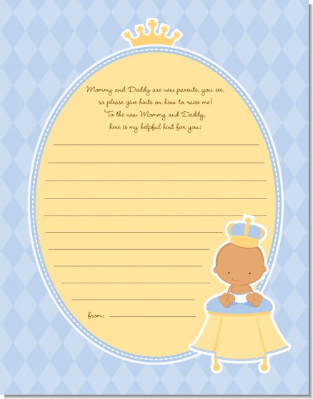 Little Prince Hispanic - Baby Shower Notes of Advice