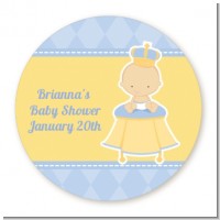 Little Prince - Round Personalized Baby Shower Sticker Labels