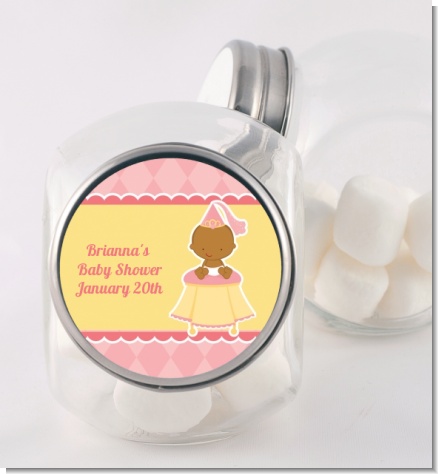 Little Princess African American - Personalized Baby Shower Candy Jar