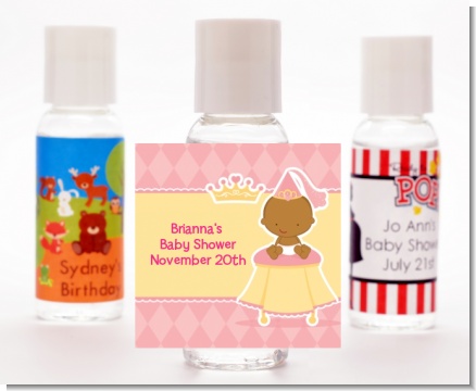 Little Princess African American - Personalized Baby Shower Hand Sanitizers Favors