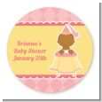 Little Princess African American - Round Personalized Baby Shower Sticker Labels thumbnail