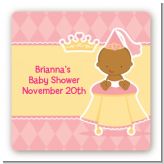 Little Princess African American - Square Personalized Baby Shower Sticker Labels