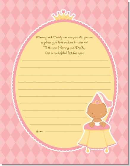 Little Princess Hispanic - Baby Shower Notes of Advice