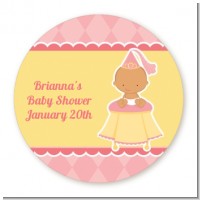 Little Princess Hispanic - Round Personalized Baby Shower Sticker Labels