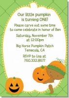 Little Pumpkin African American - Birthday Party Invitations