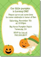 Little Pumpkin Caucasian - Birthday Party Invitations