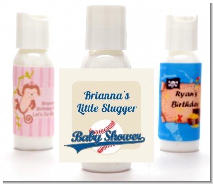 Little Slugger Baseball - Personalized Baby Shower Lotion Favors