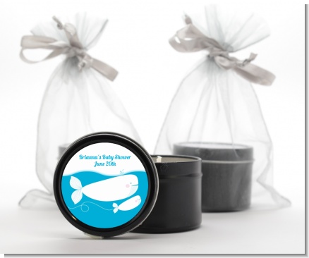 Little Squirt Whale - Baby Shower Black Candle Tin Favors