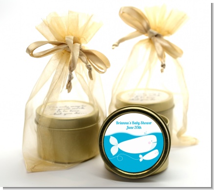 Little Squirt Whale - Baby Shower Gold Tin Candle Favors