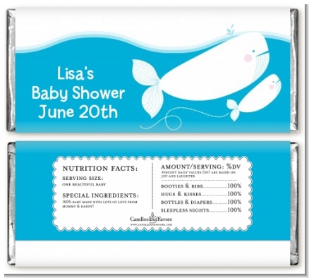 Little Squirt Whale - Personalized Baby Shower Candy Bar Wrappers