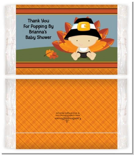 Little Turkey Boy - Personalized Popcorn Wrapper Baby Shower Favors