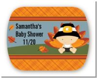 Little Turkey Boy - Personalized Baby Shower Rounded Corner Stickers