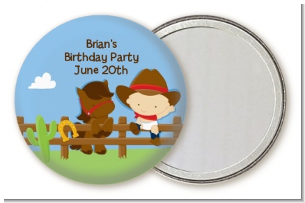 Little Cowboy - Personalized Birthday Party Pocket Mirror Favors