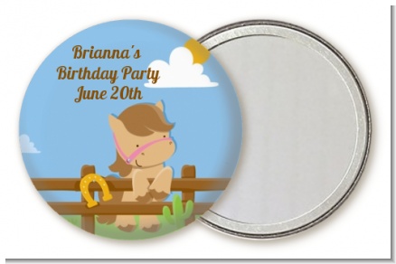 Little Cowgirl Horse - Personalized Birthday Party Pocket Mirror Favors