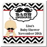 Little Man Mustache Black/Grey - Square Personalized Baby Shower Sticker Labels