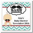 Little Man Mustache - Square Personalized Baby Shower Sticker Labels thumbnail