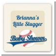 Little Slugger Baseball - Square Personalized Baby Shower Sticker Labels thumbnail
