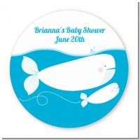 Little Squirt Whale - Round Personalized Baby Shower Sticker Labels