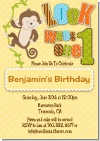 Look Who's Turning One Monkey - Birthday Party Invitations