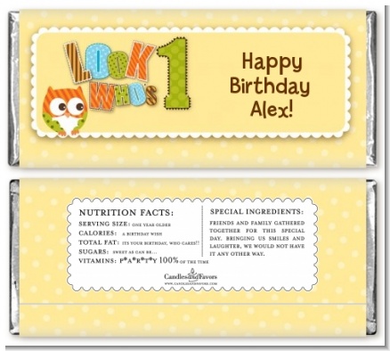 Look Who's Turning One Owl - Personalized Birthday Party Candy Bar Wrappers
