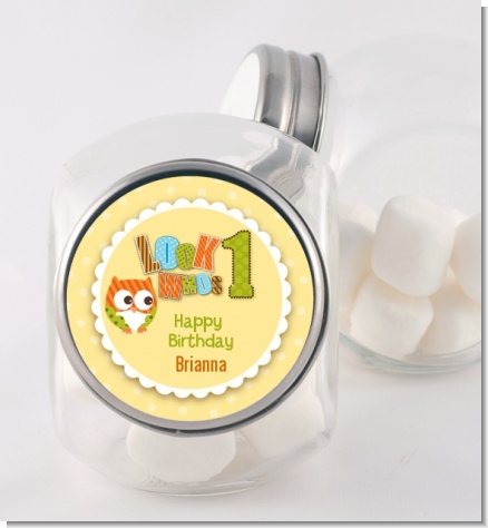 Look Who's Turning One Owl - Personalized Birthday Party Candy Jar