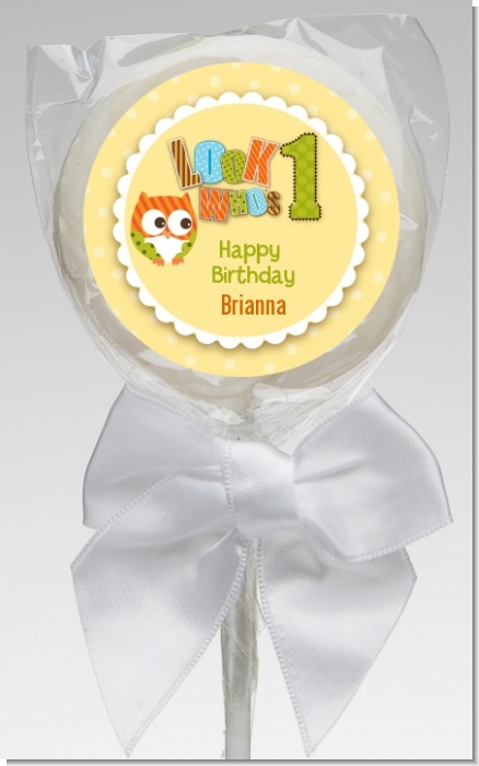 Look Who's Turning One Owl - Personalized Birthday Party Lollipop Favors