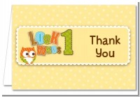 Look Who's Turning One Owl - Birthday Party Thank You Cards