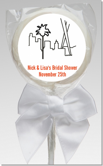 Los Angeles Skyline - Personalized Bridal Shower Lollipop Favors