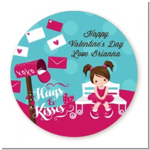 Love Letters - Round Personalized Valentines Day Sticker Labels