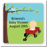 Little Red Wagon - Square Personalized Baby Shower Sticker Labels