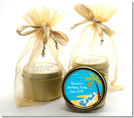 Luau - Baby Shower Gold Tin Candle Favors