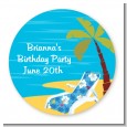 Luau - Round Personalized Birthday Party Sticker Labels thumbnail