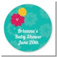 Luau - Round Personalized Baby Shower Sticker Labels thumbnail