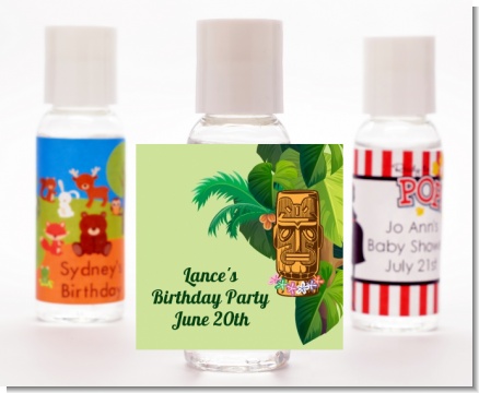 Luau Tiki - Personalized Birthday Party Hand Sanitizers Favors