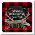 Lumberjack Buffalo Plaid - Square Personalized Birthday Party Sticker Labels thumbnail