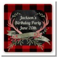 Lumberjack Buffalo Plaid - Square Personalized Birthday Party Sticker Labels thumbnail