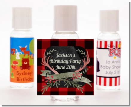 Lumberjack Buffalo Plaid - Personalized Birthday Party Hand Sanitizers Favors