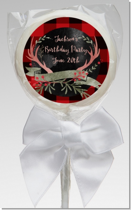 Lumberjack Buffalo Plaid - Personalized Birthday Party Lollipop Favors