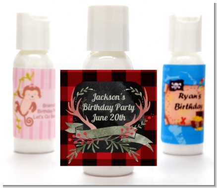 Lumberjack Buffalo Plaid - Personalized Birthday Party Lotion Favors