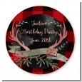 Lumberjack Buffalo Plaid - Round Personalized Birthday Party Sticker Labels thumbnail