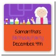 Mad Scientist - Square Personalized Birthday Party Sticker Labels thumbnail