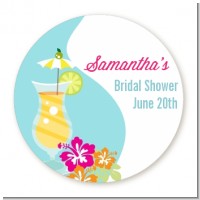 Margarita Drink - Round Personalized Bridal Shower Sticker Labels