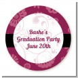 Maroon Floral - Round Personalized Graduation Party Sticker Labels thumbnail