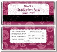 Maroon Floral - Personalized Graduation Party Candy Bar Wrappers