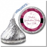 Maroon Floral - Hershey Kiss Graduation Party Sticker Labels