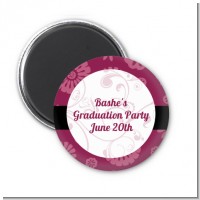 Maroon Floral - Personalized Graduation Party Magnet Favors