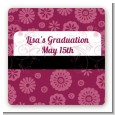 Maroon Floral - Square Personalized Graduation Party Sticker Labels thumbnail