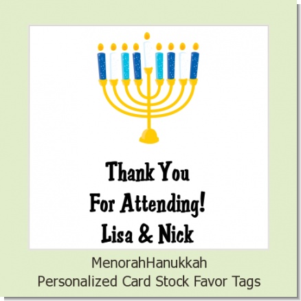 Menorah - Personalized Hanukkah Card Stock Favor Tags
