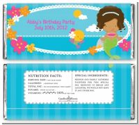 Mermaid African American - Personalized Birthday Party Candy Bar Wrappers