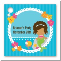 Mermaid African American - Personalized Birthday Party Card Stock Favor Tags
